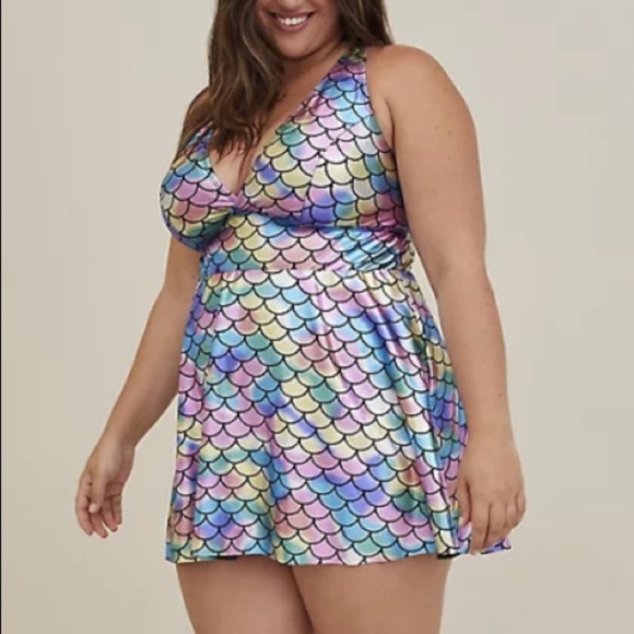 TORRID NWT MID LENGTH SWIM DRESS - MERMAID - Picture 2 of 5
